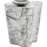 Ava 18" End Table in White Marble Look Concrete